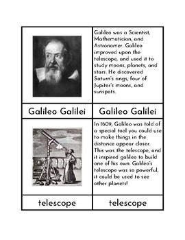 Preview of Galileo - Three/Four Part Cards FREEBIE