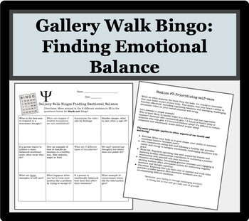 Preview of Gallery Walk Bingo: Finding Emotional Balance