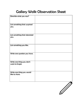 Preview of Gallery Walk Observation Sheet