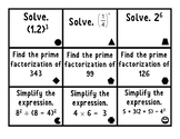 Gallery Walk/Task Cards Numerical and Algebraic Expressions