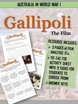 Preview of Gallipoli - The Film - Worksheet and Activities
