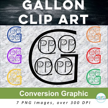 Preview of Liquid Volume Conversion Clip Art for Personal and Commercial Use Gallon