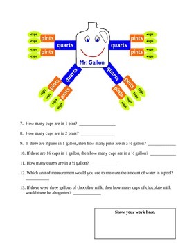 How Many Cups in a Quart, Pint, and Gallon (Gallon Man free-printable)
