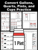 Capacity- Gallons, Quarts, Pints, Cups Scaffolded Worksheets
