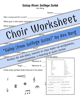 Preview of Galop (from Solfege Suite) | Choir Worksheet | Ken Berg