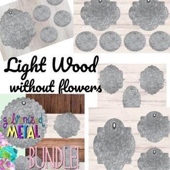 Preview of Galvanized Metal: Light Wood WITHOUT Flowers | Rustic Farmhouse