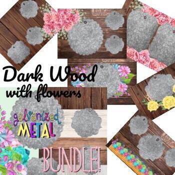 Preview of Galvanized Metal: Dark Wood WITH Flowers | Rustic Farmhouse