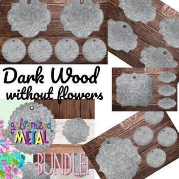Preview of Galvanized Metal: Dark Wood WITHOUT Flowers | Rustic Farmhouse