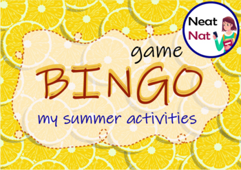 Preview of Game: BINGO. My summer activities