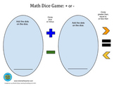 Game Board for Math Dice Game: + or -
