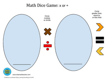 Preview of Game Board for Math Dice Game: x or ÷