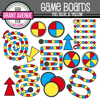 Preview of Game Boards Clipart - Red, Blue, & Yellow - Gameboards Clip Art