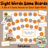 Game Boards - Dolch Sight Words Practice - Fall Fun Edition