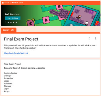 Preview of Game Design Unit 2 Project - Using Make Code Arcade