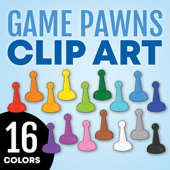 Preview of Game Pawns Clip Art with 16 Colors of Game Pieces [Movable Pieces OK]