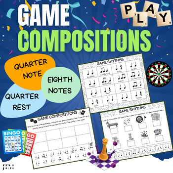 Preview of Game-Themed Rhythm Composition Packet (Print & Go) for Elementary Music