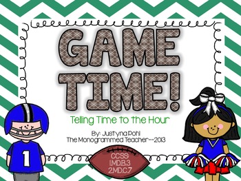 Preview of Game Time--Telling Time to the Hour-Self Checking QR Code Football Themed Center