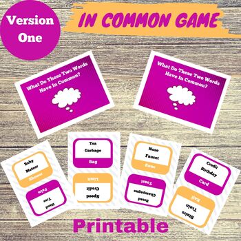 Preview of Game What do these 2 words Have In Common? Download, Cut & Play Version 1