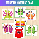 Game for PreK-1st| Halloween Monster Picture Cards Matchin