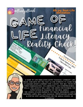 Preview of Game of Life: Math & Financial Literacy Reality Check Simulation- Canadian Money