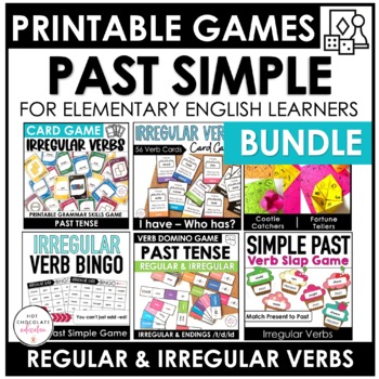 verb games bundle past simple regular and irregular verbs tpt