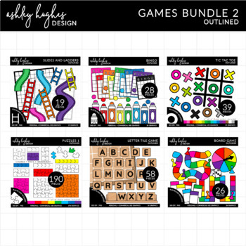 Preview of Games Clipart BUNDLE 2 - Outlined