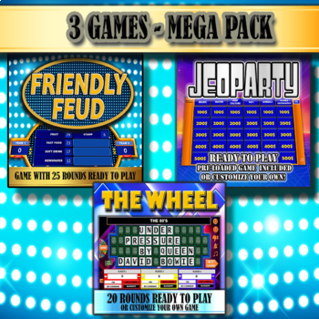 Preview of Game Shows PowerPoint Templates- Family Feud, Jeopardy, Wheel of Fortune