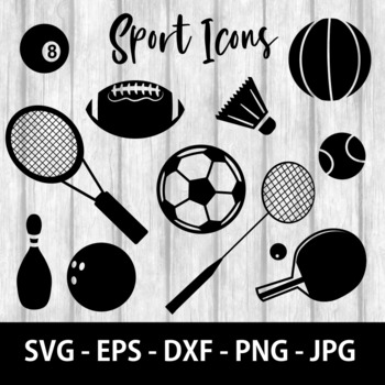 Preview of Games and Sports Ball Equipment Icons Vector Line Art