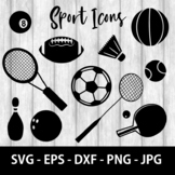Games and Sports Ball Equipment Icons Vector Line Art