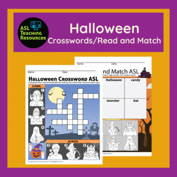 Preview of Games for Sign Language – Halloween Crosswords/Read and Match