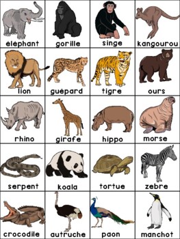 Games in French - Les animaux du zoo / Zoo animals