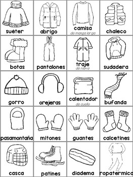 Games in SPANISH - Ropa de invierno / winter clothes - clothing by