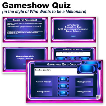 Preview of Gameshow Quiz (Topic:Colours) Customisable (Who wants to be a Millionaire style)