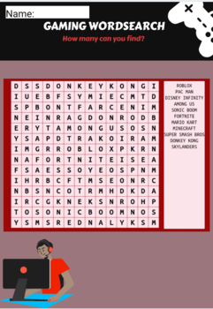 Preview of Gaming wordsearch