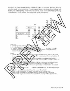 Gandhi Activities Crossword Puzzle and Word Searches by Elementary