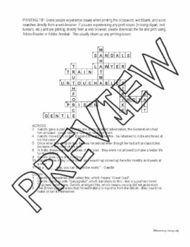 I Am Gandhi Activities Meltzer Book Crossword Puzzle and Word Searches