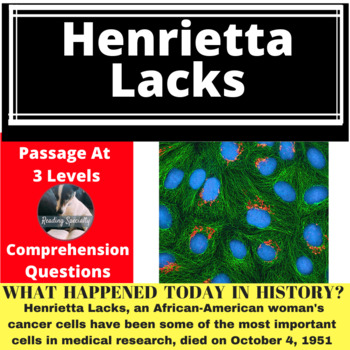 Preview of Henrietta Lacks Cells Differentiated Reading Passage, October 4