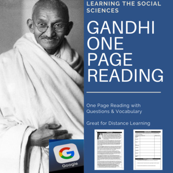 Preview of Gandhi & India's Independence Quick Read w/ Questions for Distance Learning