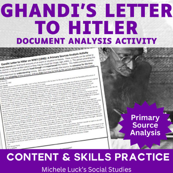 Preview of Gandhi to Hitler WWII World War II Letter Primary Source Analysis Activity WW2