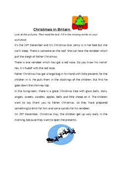 Preview of Gap filling acitivty text christmas in Britain
