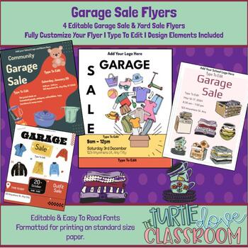 Preview of Garage Sale & Yard Sale  (4)- Fully Customize your Flyer - Ready to Edit!