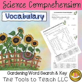 Preview of Garden Vocabulary 20 Word Search and Key No Prep