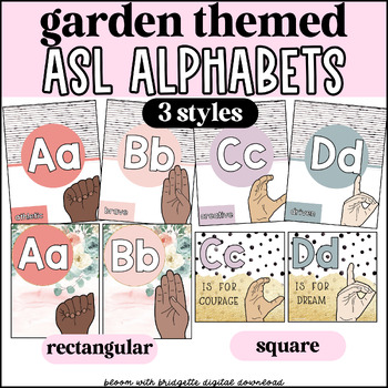 Preview of Garden ASL Alphabet Posters - Pastel Sign Language Alphabet Posters