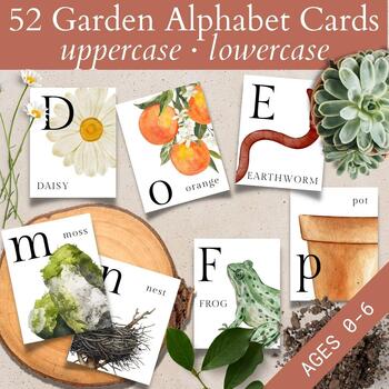 Preview of Garden Alphabet Flash Cards Uppercase and Lowercase, Spring Bulletin Board Ideas