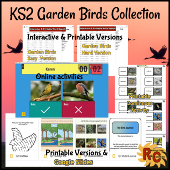 Preview of Garden Birds Project Journal, Activities, Puzzles & Games KS2