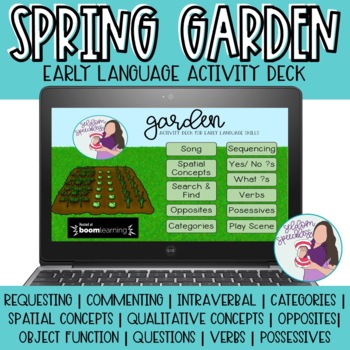 Preview of Spring Garden Boom Card Deck for Early Language Vocabulary Describing Concepts