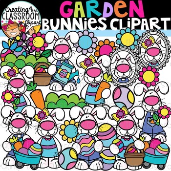 Preview of Garden Bunnies Clipart {Easter Clipart}