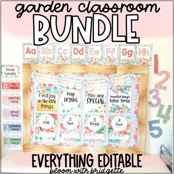 Preview of Pastel Garden Classroom Decor BUNDLE - Calm Classroom Theme