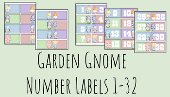 Preview of Garden Gnome Number Labels 1-32