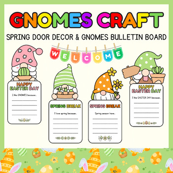 Preview of Garden Gnome Writing Crafts l Spring Door Decor & Easter Bulletin Board activity